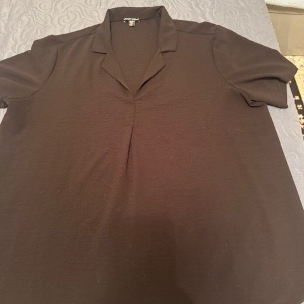 HILARY RADLEY BLACK V NECK BLOUSE SIZE XL